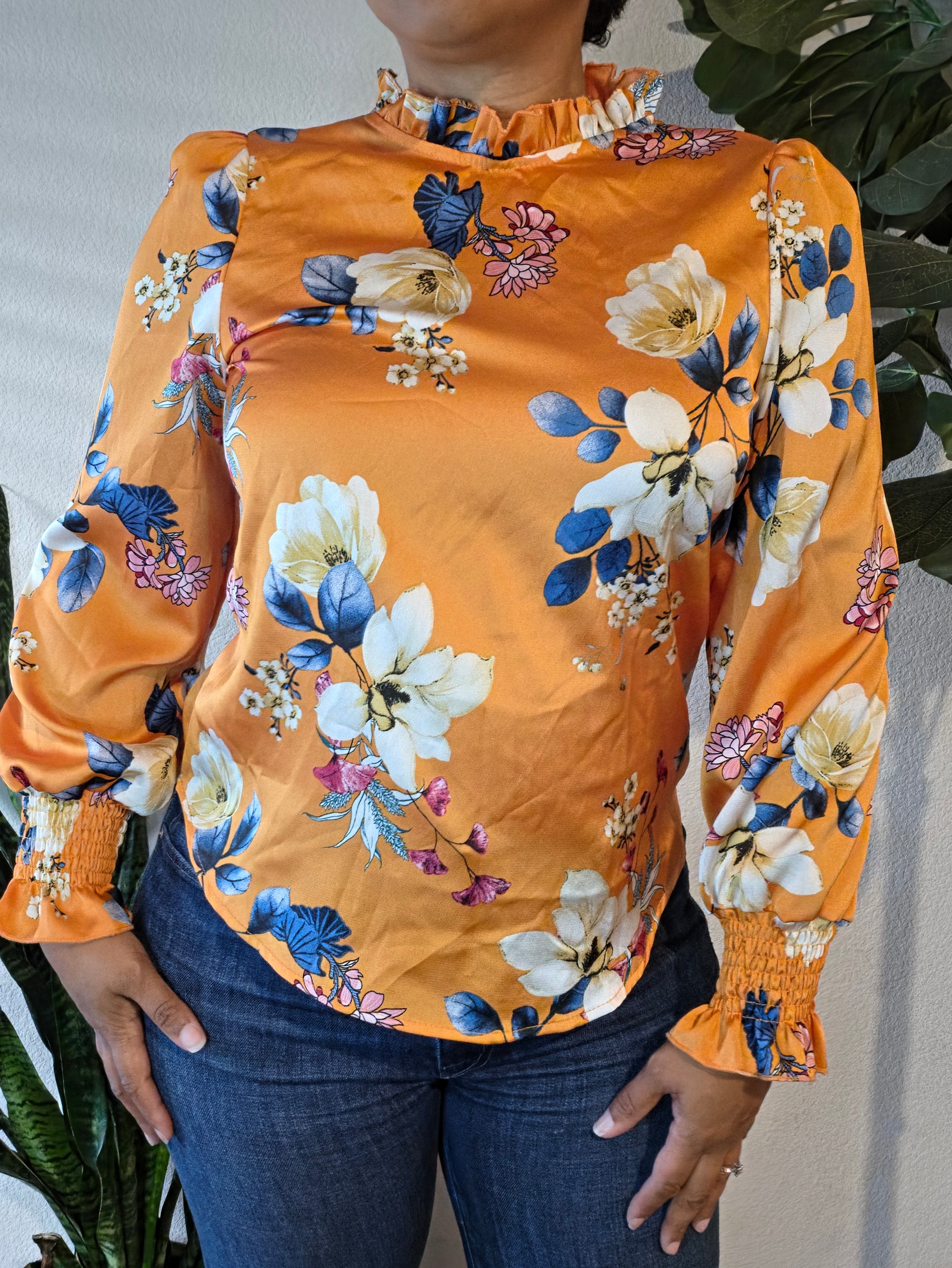 Satin Floral Blouse